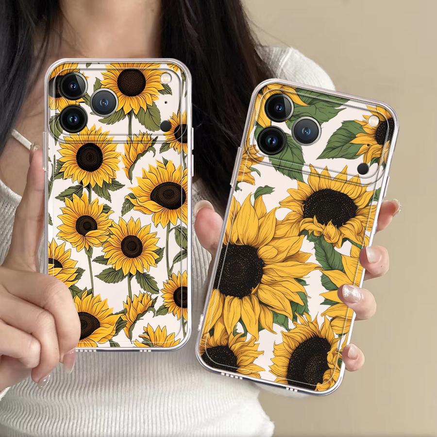 Apple Iphone 15 Pro Max - Schattig zonnebloempatroon hoesje voor Apple iPhone