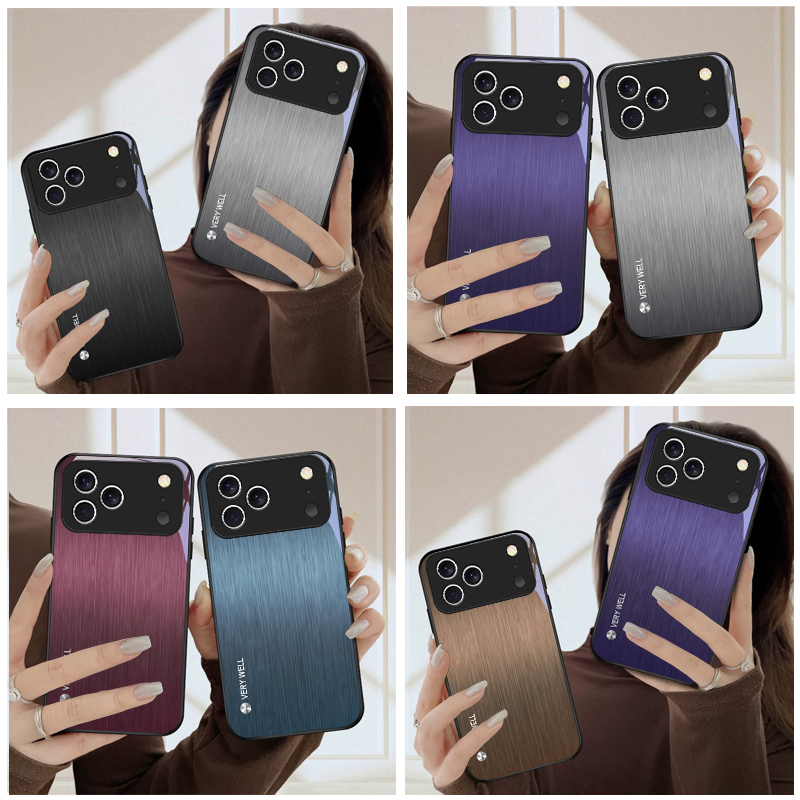 Screen Protector Film - Minimaal geborsteld metalen telefoonhoesje voor iPhone