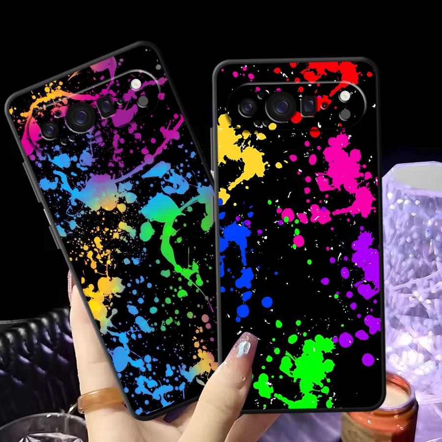 Google Pixel 9 Pro - Regenboog Verf Spatten Funda Telefoon Cover